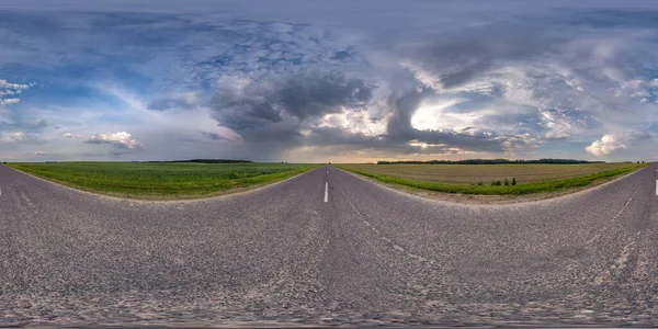 Panorama Sin Fisuras Esférico Completo Vista Angular 360 Grados Carretera — Foto de Stock