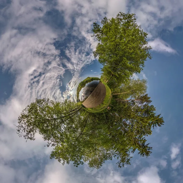 Malá Planetární Transformace Sférického Panoramatu 360 Stupňů Sférický Abstraktní Anténní — Stock fotografie