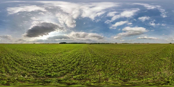 Fullständig Sömlös Sfärisk Hdri Panorama 360 Graders Vinkel Bland Fält — Stockfoto