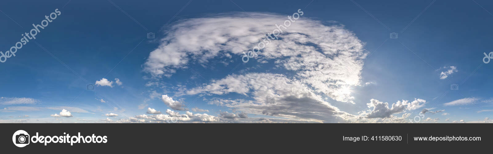 blue sky with beautiful clouds. Seamless hdri panorama 360 degrees