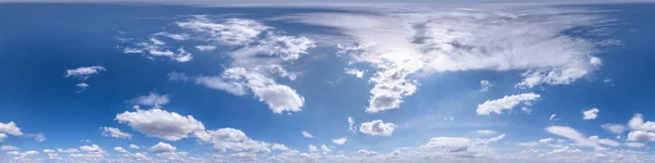 无缝隙蓝天 全景360度 有美丽的云彩和天顶 可用于3D图形 如天空穹顶或编辑无人机拍摄 — 图库照片