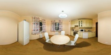 MINSK, BELARUS - HAZİRAN 2020: tam pürüzsüz küresel hdri panorama 360 derecelik iç manzara modern düz dairelerde eş dikdörtgen projeksiyonlu daireler, VR içeriği