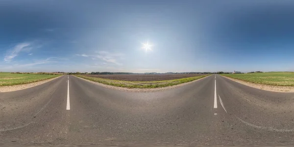 Teljes Gömbölyű Zökkenőmentes Panoráma 360 Fokos Szögben Forgalommentes Régi Aszfaltozott — Stock Fotó
