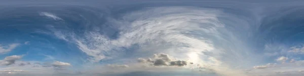 Modrá Obloha Krásnými Mraky Bezešvé Hdri Panorama 360 Stupňů Úhlový — Stock fotografie