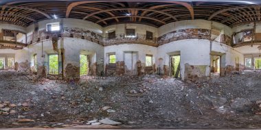 Boş beton oda ya da tamamlanmamış bina. tam dikişsiz küresel hdri panorama 360 derece açı görünümü eşdörtgen projeksiyon, hazır AR VR sanal gerçeklik içeriği