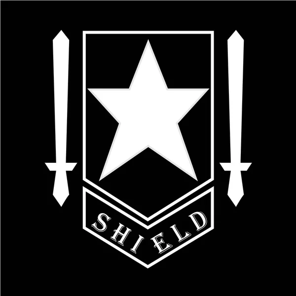 Dieses Logo Hat Ein Schild Mit Sternen Und Zwei Schwertern — Stockvektor