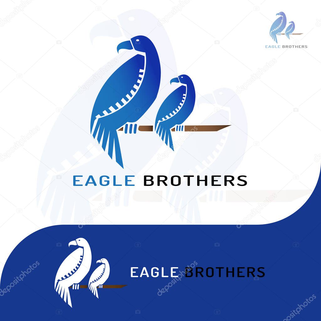 This logo is a picture of two eagle brothers clutching a tree trunk. This logo is good to use as company logos and various businesses as needed and can also be used as application logos.