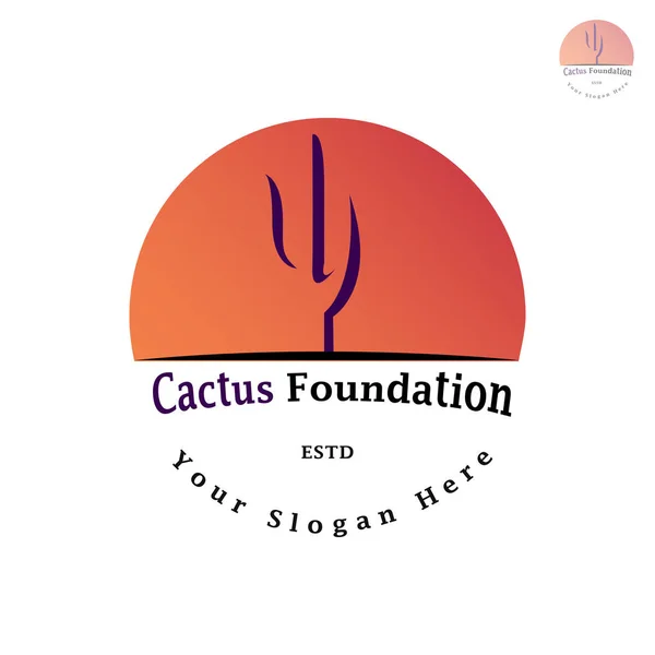 Este Logotipo Tiene Una Planta Cactus Con Sol Como Fondo Ilustración De Stock