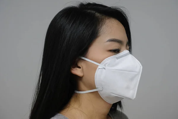 Woman wearing face mask of N95 because of air pollution in the city have particulate matters or PM 2.5.