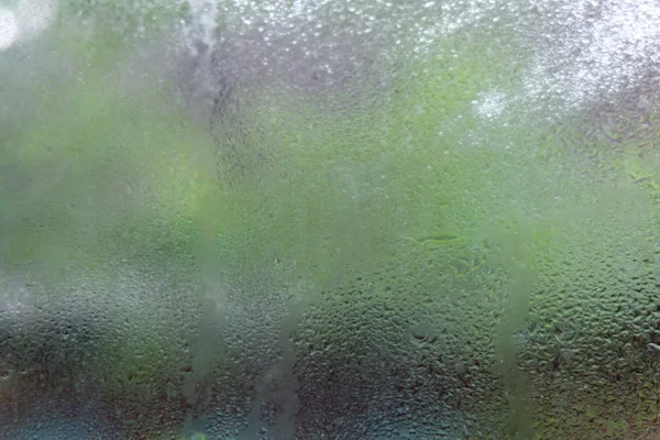 Gotas Água Gota Chuva Vidro Embaçado Com Fundos — Fotografia de Stock