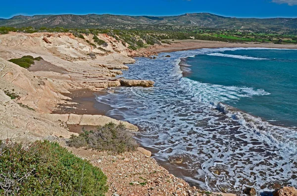 Hermoso Aislado Lara Bay Beach Área Conservación Akamas Paphos Chipre — Foto de Stock