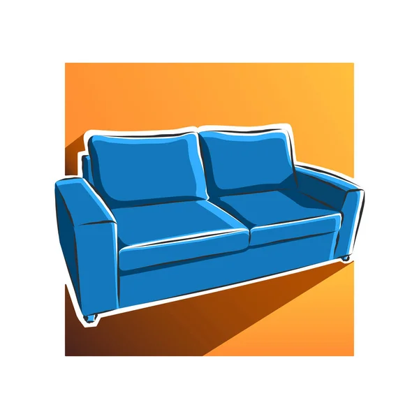Blue Sofa Furniture Illustration Vector — Stock Vector