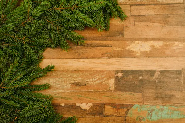 Świerk Oddziałów Powierzchni Drewnianych Boże Narodzenie Tła Miejsce — Zdjęcie stockowe