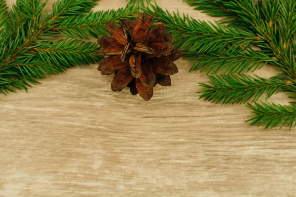 Koncepcja Boże Narodzenie Nowy Rok Drewniane Tła Atrybutami Wakacje — Zdjęcie stockowe