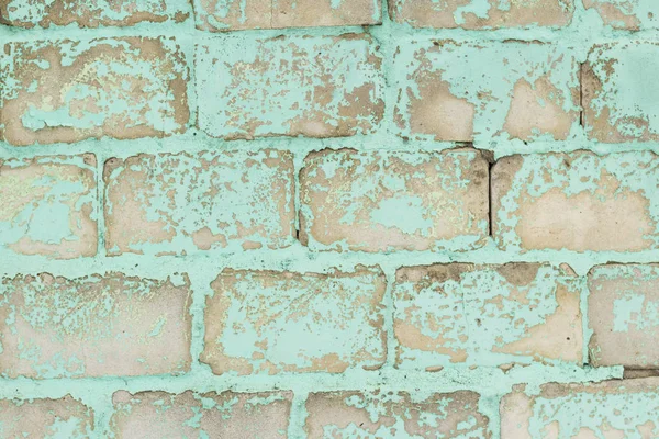 Oude Blauwe Bakstenen Muur Met Schillen Verf Achtergrond Textuur — Stockfoto