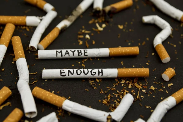 Всемирный День Табака Хватит Курить Остановить Сигареты Никотин Сигареты Черном — стоковое фото