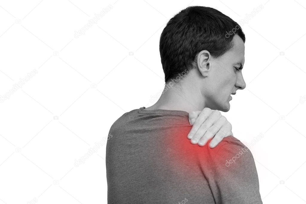 Shoulder pain in a guy.