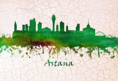 Astana Kazakistan silueti el çizilmiş
