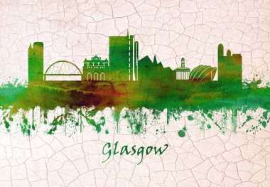 Glasgow Skyline, Iskoçya 'nın Batı Lowlands içinde nehir Clyde bir liman şehri