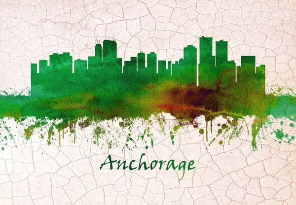Anchorage Alaska Skyline Dibujado Mano —  Fotos de Stock