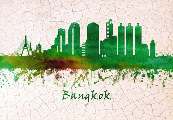 Skyline Bangkok Thailands Huvudstad Stor Stad Känd För Utsmyckade Helgedomar — Stockfoto