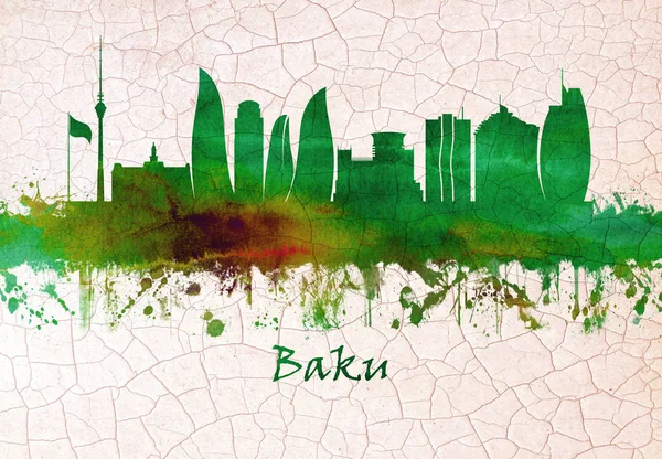 Skyline Baku Ibukota Dan Pusat Perdagangan Azerbaijan Kota Dataran Rendah — Stok Foto