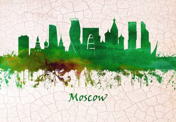 Moskova silueti, Batı Rusya'da Moskva Nehri üzerinde, ülkeler kozmopolit sermaye