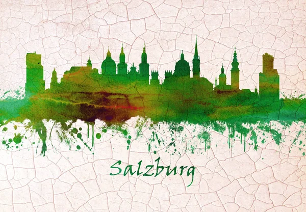 Skyline Salzburgo Uma Cidade Austríaca Fronteira Com Alemanha Com Vista — Fotografia de Stock