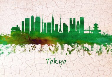 Tokyo silueti, Japonya'nın işlek başkenti, ultramodern ve geleneksel, neon aydınlatmalı gökdelenler tarihi tapınaklar karışımları