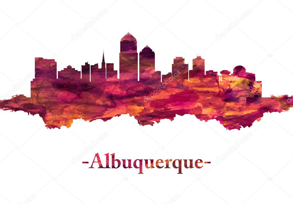 Red skyline of Albuquerque, New Mexicos largest city