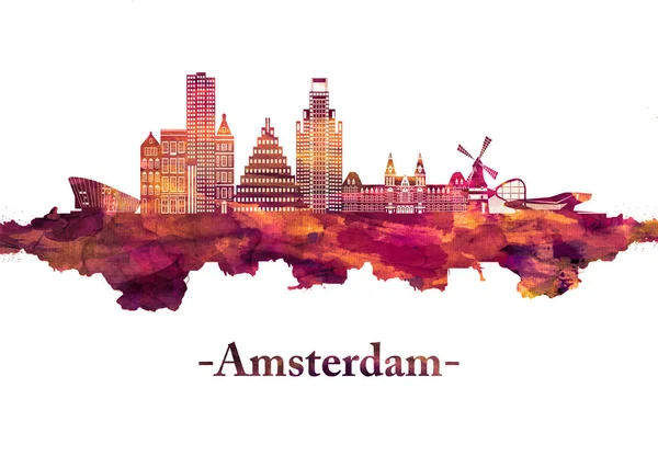 Skyline Rosso Amsterdam Capitale Olandese Conosciuta Suo Patrimonio Artistico — Foto Stock