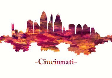 Ohio Nehri üzerinde, Cincinnati şehir Ohio kırmızı silueti