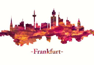 Frankfurt'un kızıl silueti, Main nehri üzerinde bir orta Alman şehri