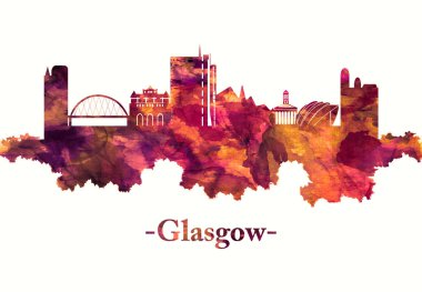 Glasgow kırmızı silueti, İskoçya'nın batı Lowlands Clyde Nehri üzerinde bir liman kenti