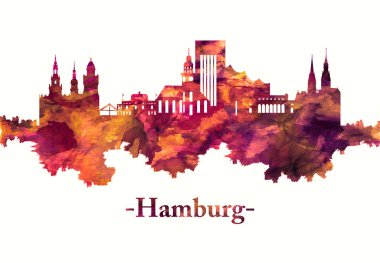 Kuzey Almanya'nın önemli liman kenti Hamburg'un kırmızı silueti, Kuzey Denizi'ne Elbe Nehri ile bağlıdır.