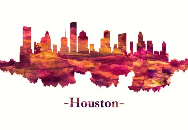 Houston, Texas büyük bir metropol, Galveston Bay uzanan kırmızı silueti