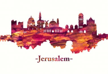 Kudüs İsrail'in kırmızı silueti, Dünyanın en eski şehirlerinden biridir.