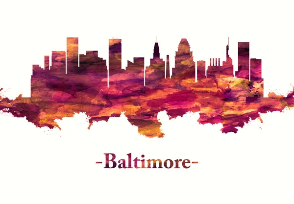 Skyline Rouge Baltimore Une Grande Ville Maryland Avec Une Longue — Photo