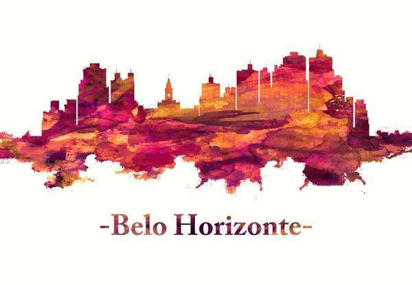 Rote Skyline Von Belo Horizonte Der Hauptstadt Des Südostbrasilianischen Bundesstaates — Stockfoto