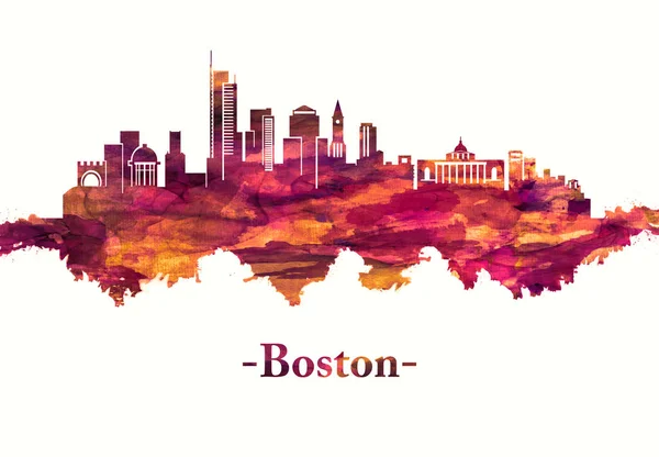 Red Skyline Boston Massachusetts Capital Largest City Founded 1630 Its — Stock Photo, Image