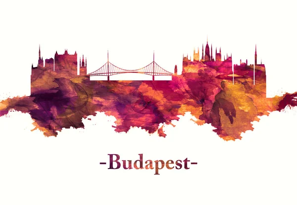 Skyline Rojo Budapest Hungarys Capital Está Dividida Por Río Danubio — Foto de Stock