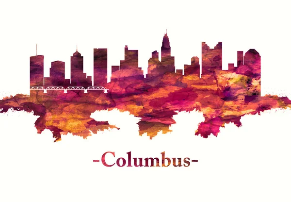 Rote Skyline Von Columbus Ohios Landeshauptstadt Die Cities Scioto Meile — Stockfoto