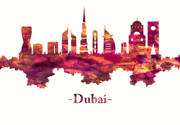 Birleşik Arap Emirlikleri'nde bir şehir ve emirlik olan Dubai'nin kırmızı silueti
