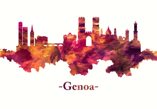 Skyline Vermelho Génova Génova Uma Cidade Portuária Capital Região Ligúria — Fotografia de Stock