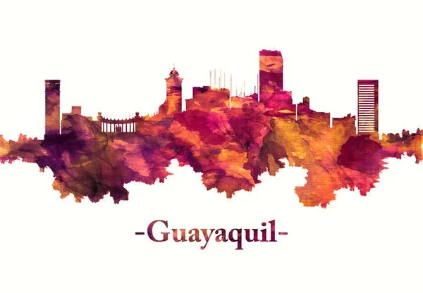 Красный Горизонт Гуаякиля Портового Города Эквадоре Известного Ворота Тихоокеанские Пляжи — стоковое фото