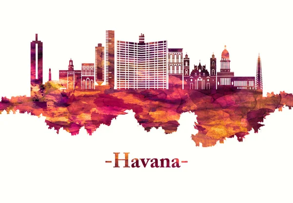 Skyline Vermelho Havana Capital Cubas — Fotografia de Stock