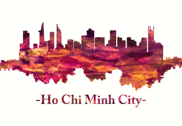 Ho Chi Minh City'nin kırmızı silueti (genellikle Saygon olarak bilinir), Vietnam'ın güneyinde
