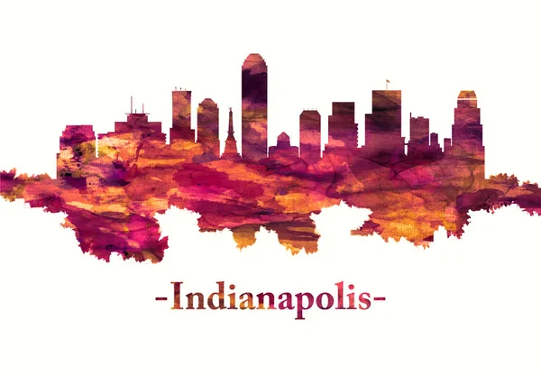 Rote Skyline Von Indianapolis Oft Abgekürzt Indy Der Hauptstadt Des — Stockfoto