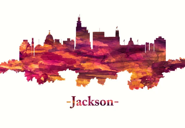 Red skyline of Jackson, the capital city of Mississippi