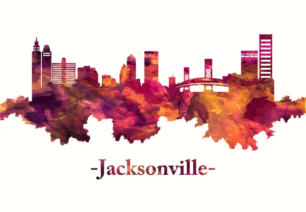 Skyline Rosso Jacksonville Una Grande Città Nel Nord Est Della — Foto Stock